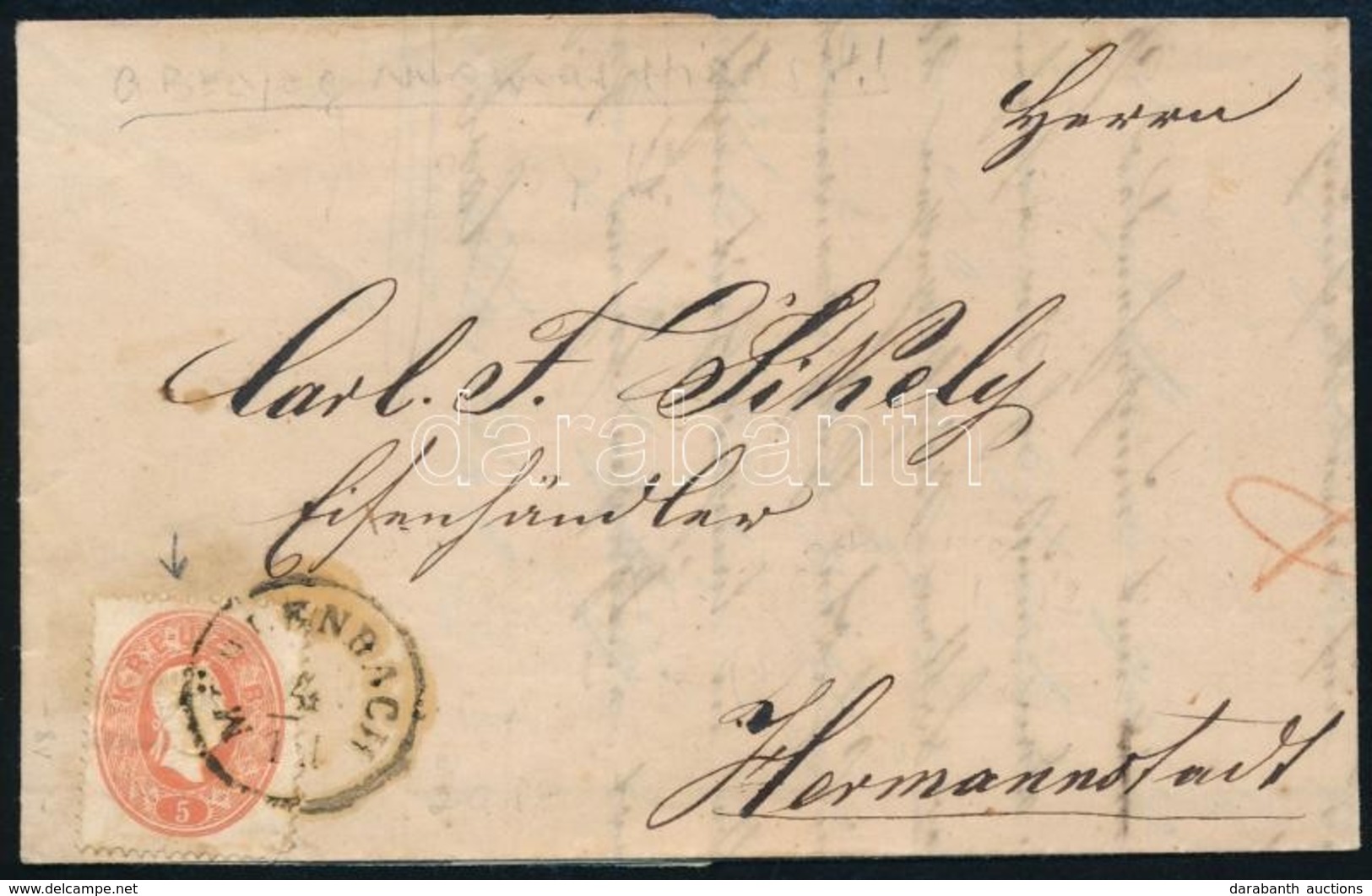 1862 5kr Látványos Lemezhibával Levélen / Plate Flaw On Cover ,,MÜHLENBACH' - Sonstige & Ohne Zuordnung