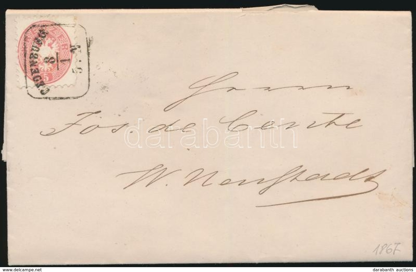 1867 5kr Levélen/ On Cover ,,OEDENBURG' - Autres & Non Classés