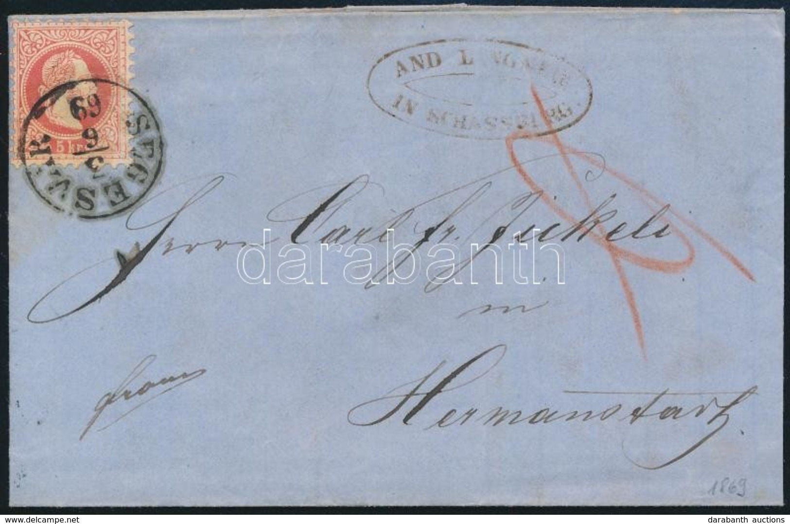 1869 5kr Levélen ,,SEGESVÁR' - Hermanstasdt - Otros & Sin Clasificación