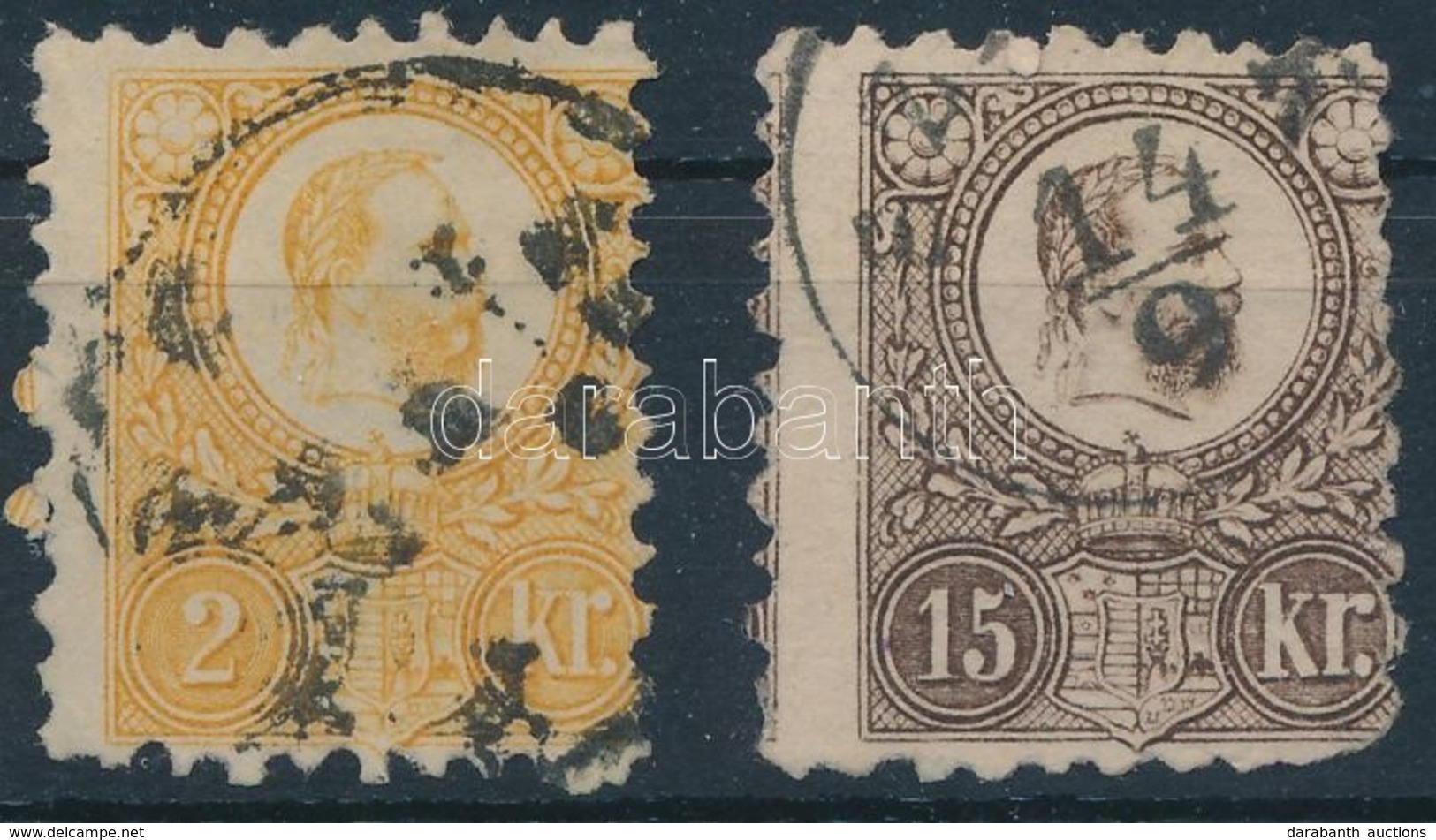 O 1871 Réznyomat 2kr + Képbe Fogazott Sarokhibás 15kr - Sonstige & Ohne Zuordnung