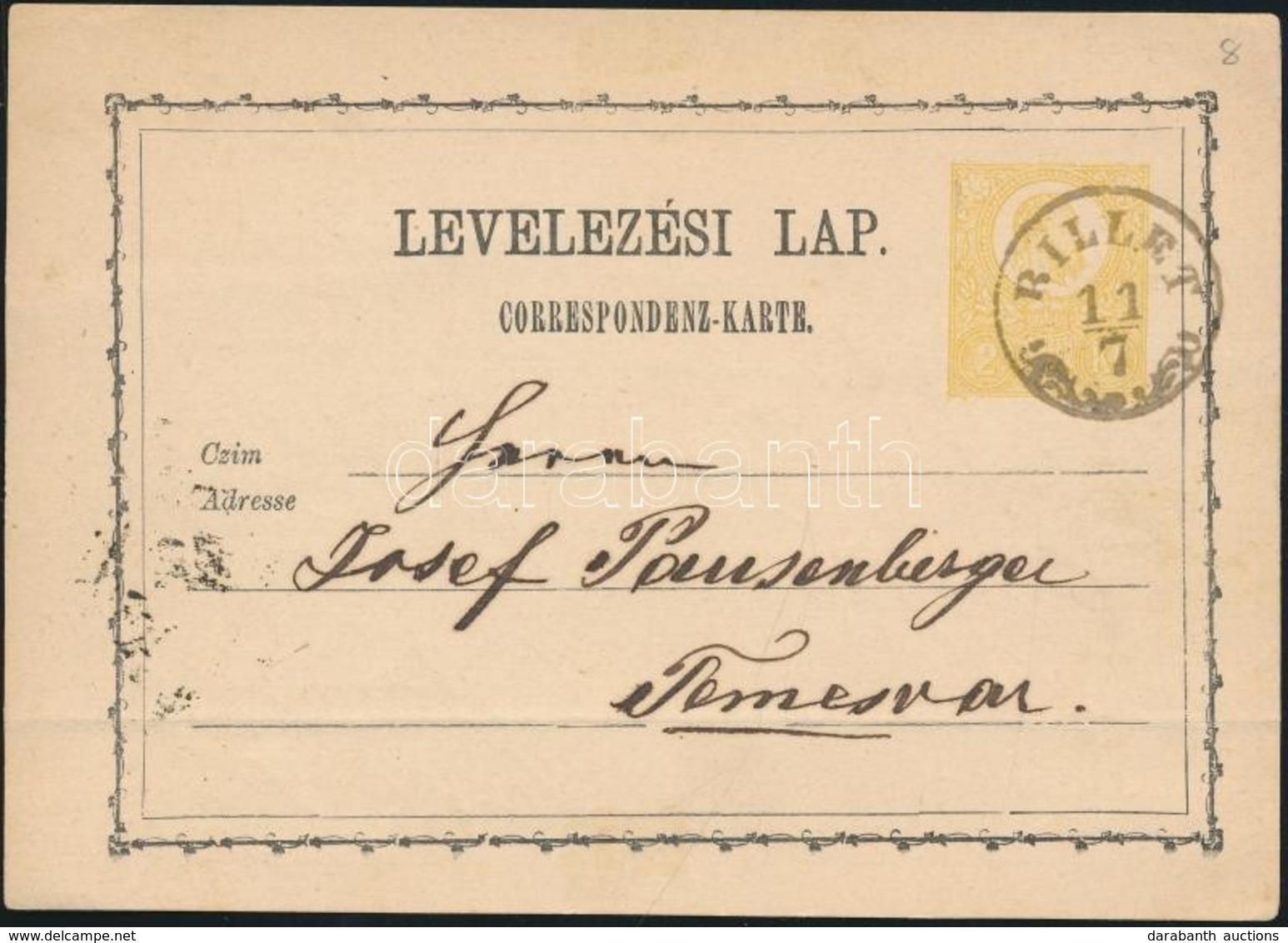 1871 2kr Díjjegyes Levelez?lap / PS-card 'BILLET' - Temesvár - Sonstige & Ohne Zuordnung