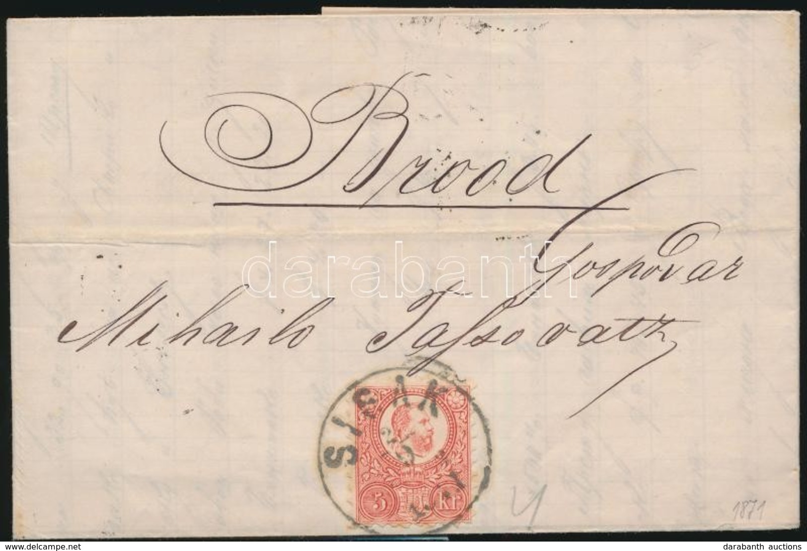 1871 Réznyomat 5kr Levélen ,,SISAK' - ,,BROOD' - Otros & Sin Clasificación