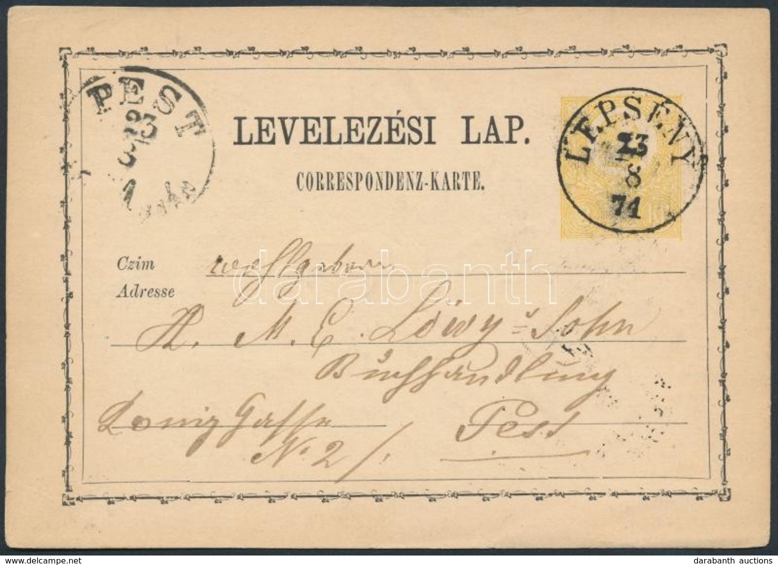 1871 Díjjegyes Levelez?lap / PS-card 'LEPSÉNY' - 'PEST' - Otros & Sin Clasificación
