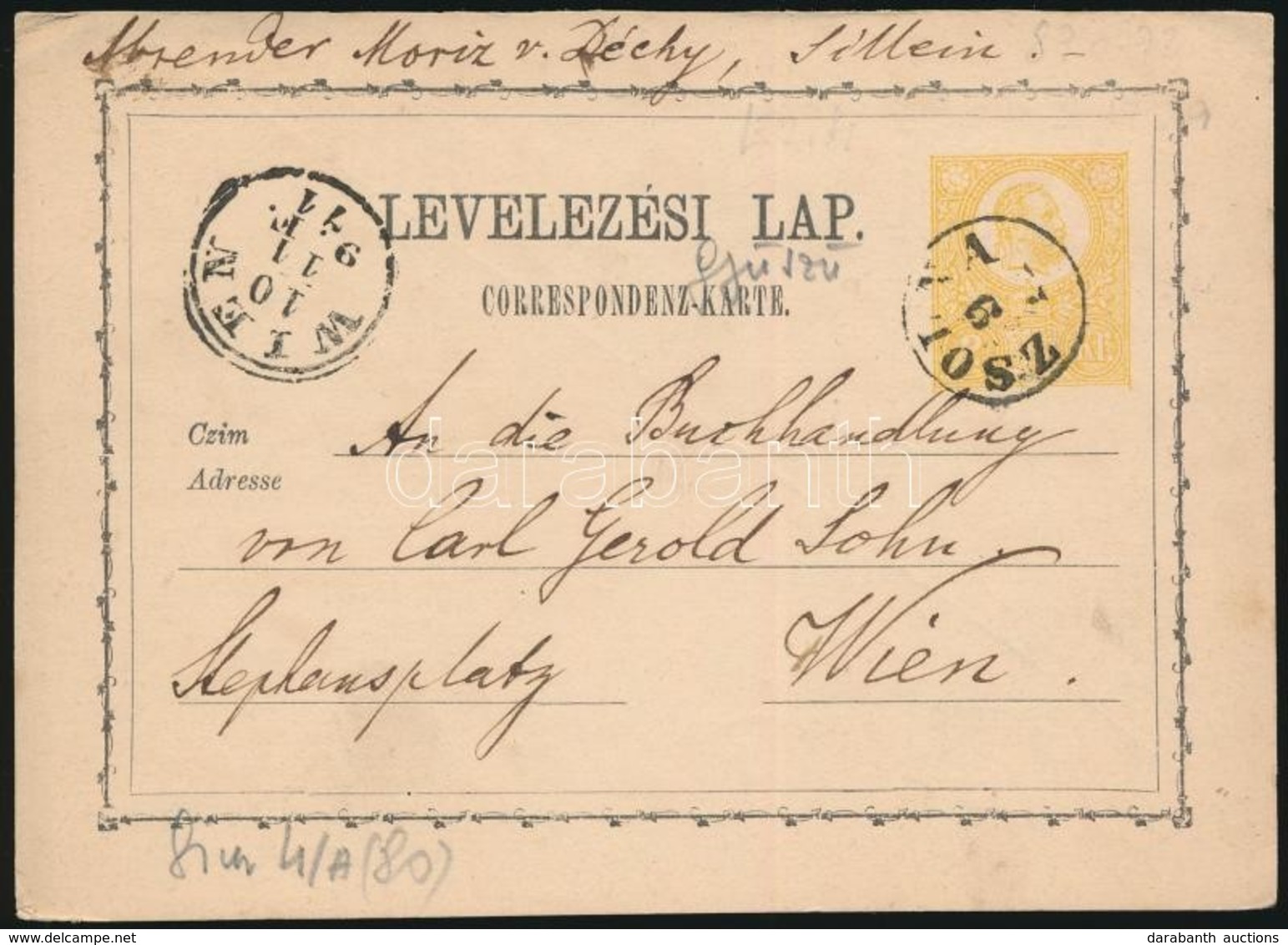 1871 Díjjegyes Levelez?lap ,,ZSOLNA' (Gudlin E 2.4) - Sonstige & Ohne Zuordnung