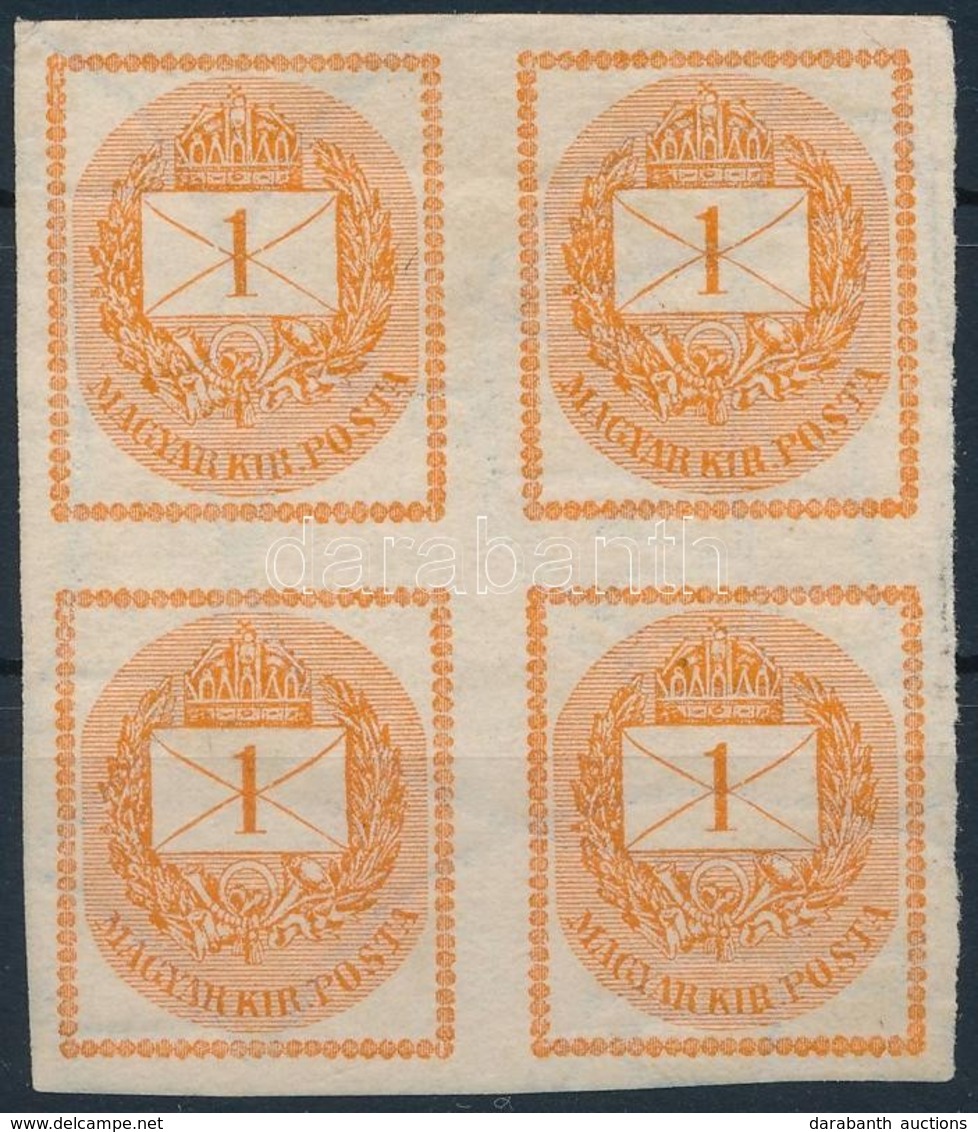 (*) 1898 Hírlapbélyeg 4-es Tömb II-es Vízjellel + Javítások, Lemezhibák - Other & Unclassified