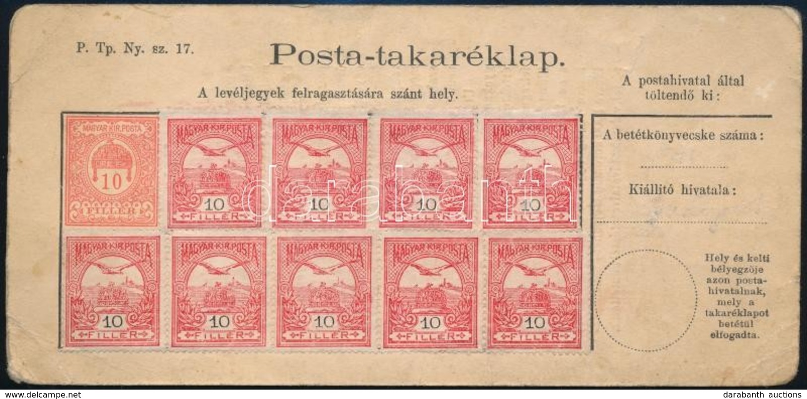 ~1900 Posta Takaréklap 9 X 10f Turul Bélyeggel - Otros & Sin Clasificación