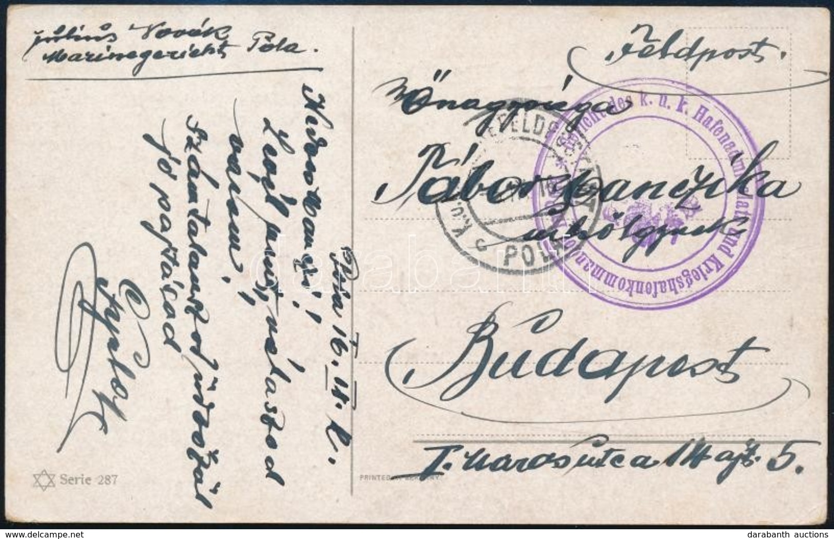1916 Tábori Posta Képeslap / Field Postcard 'Gericht Des K.u.k. Hafenadmiralats Und Kriegshafenkommandos In Pola' - Otros & Sin Clasificación