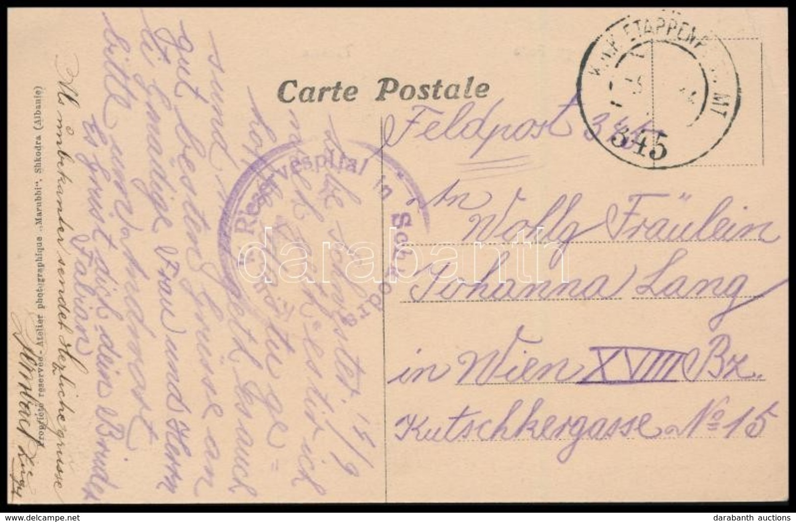 1916 Tábori Posta Képeslap 'K.u.k. Reservespital In Schkodra' - Otros & Sin Clasificación