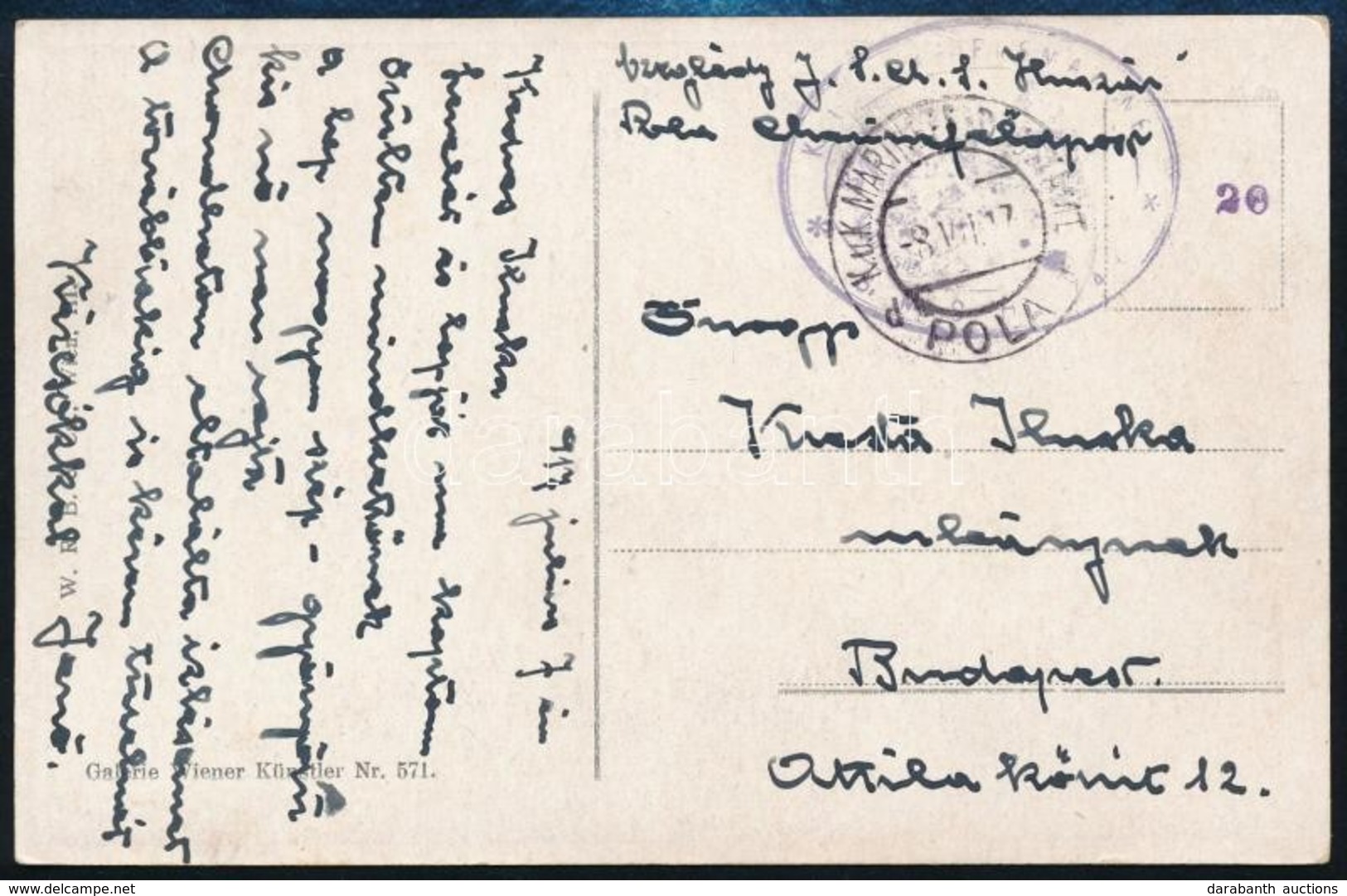 1917 Tábori Posta Képeslap ,,S.M.S. HUSZÁR' - Other & Unclassified