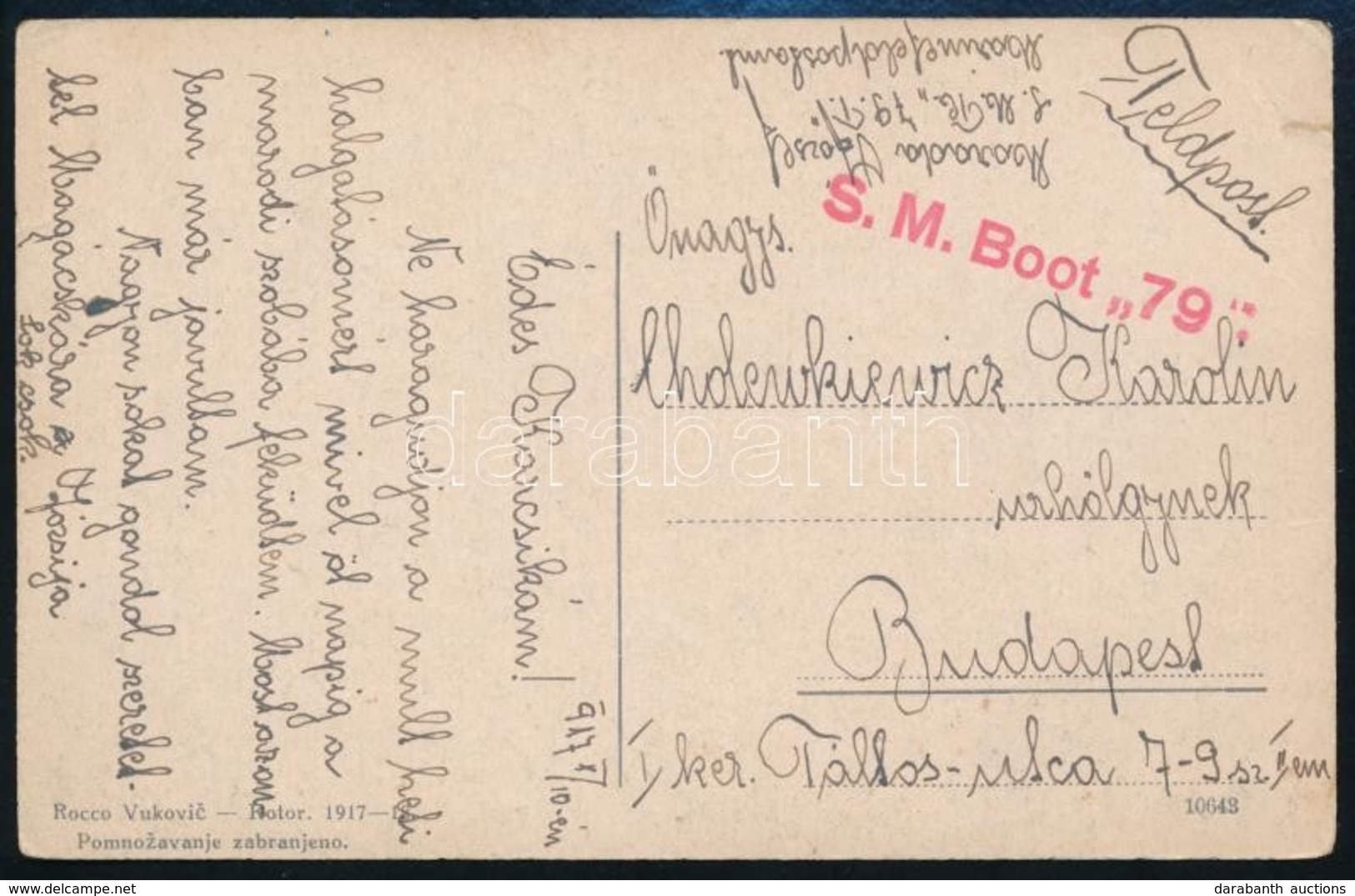 1917 Képeslap / Postcard 'S. M. Boot 79' - Sonstige & Ohne Zuordnung