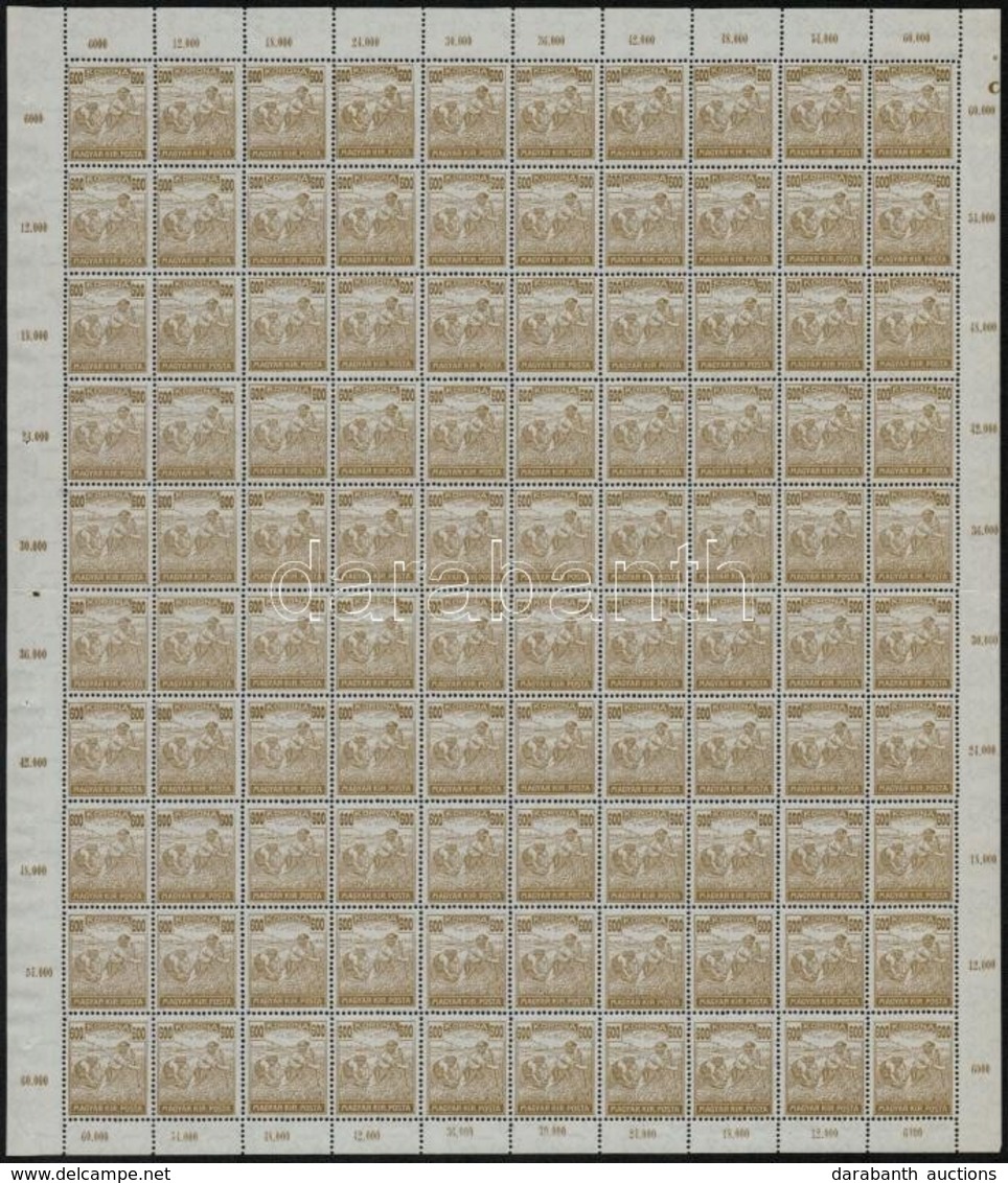 ** 1924 Arató-Parlament 600K Hajtatlan 100-as ívben, Benne 600/800 Tévnyomat (200.000) (középen A Fogazás Elvált Néhány  - Otros & Sin Clasificación