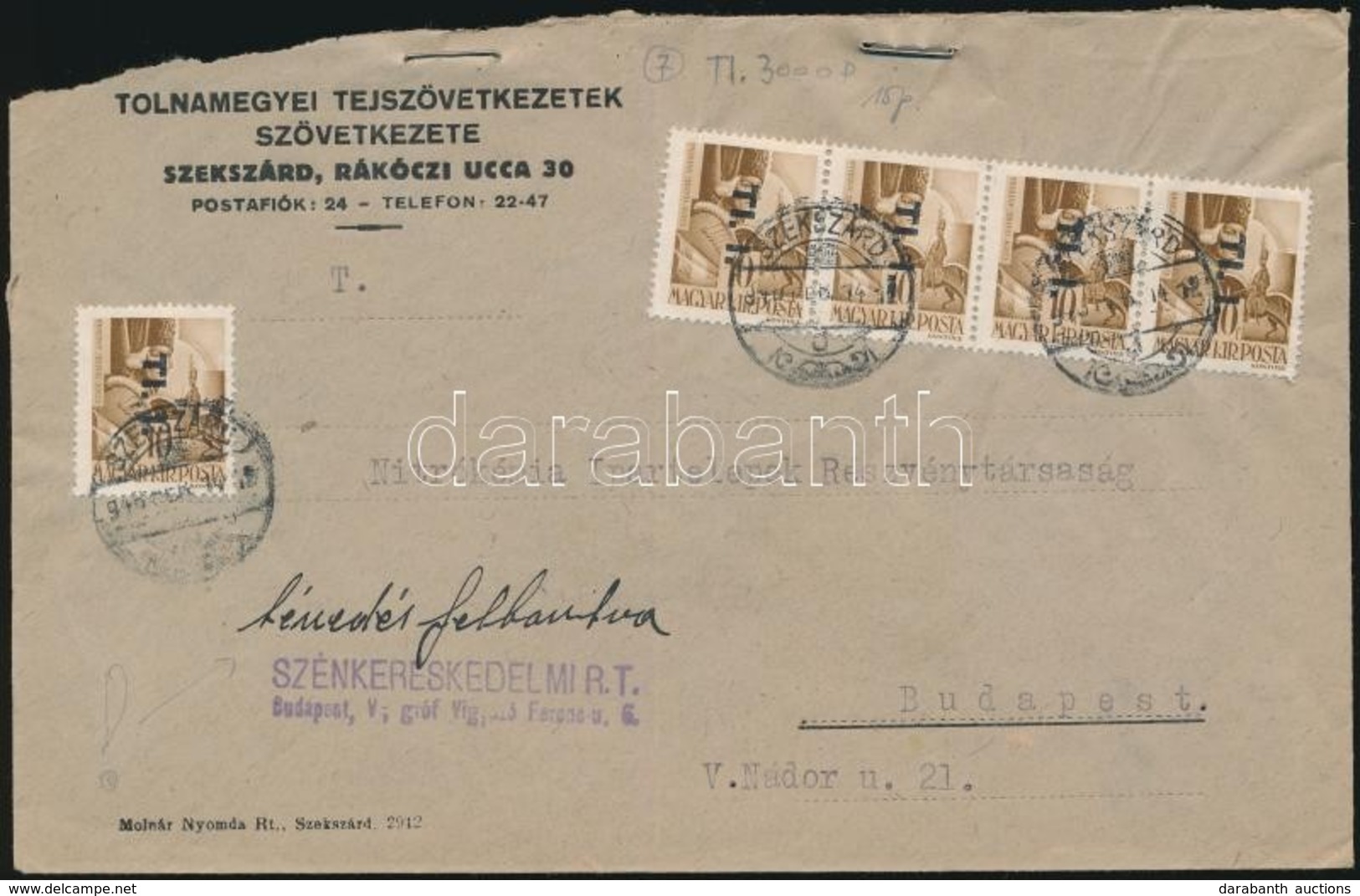 1946 (7. Díjszabás) Távolsági Levél Bet?s 5 X TI.I./10f Bérmentesítéssel - Otros & Sin Clasificación