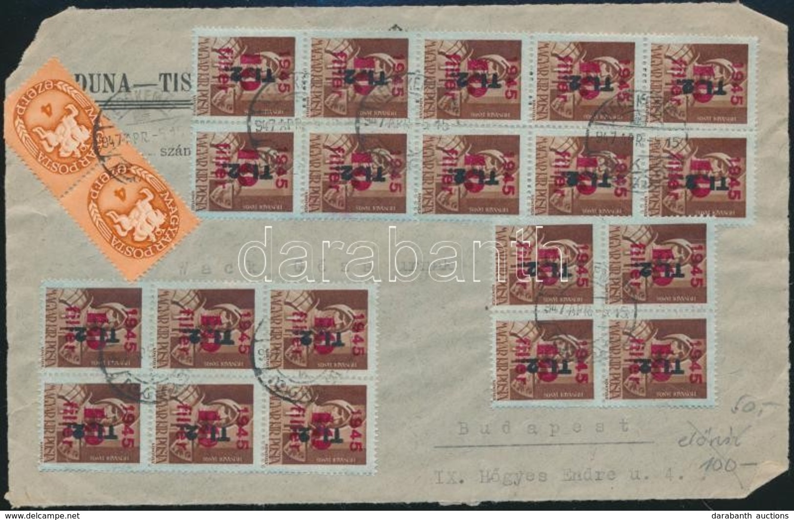 1946 (11. Díjszabás) Távolsági Levél El?lap Bet?s 20 X TI. 2./10f + Lovasfutár 2 X 4eP Bérmentesítéssel, 1200P-vel Alul  - Otros & Sin Clasificación