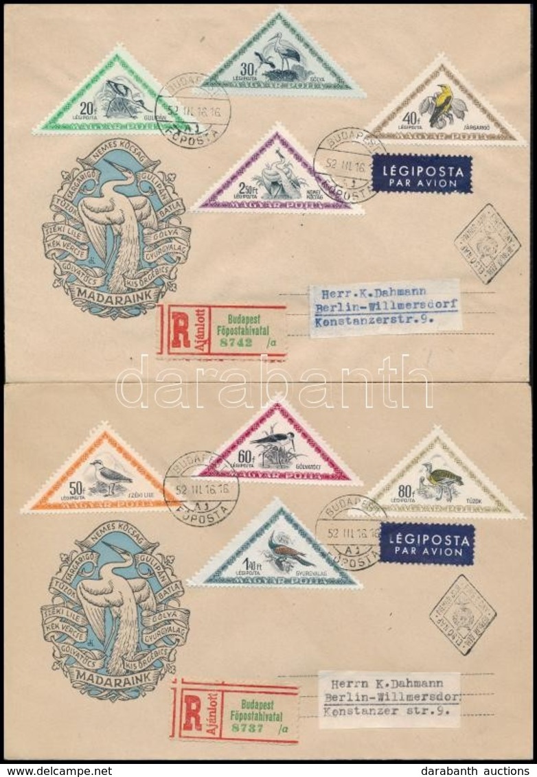 1952 Madár Sor 3 Db Ajánlott FDC-n - Other & Unclassified