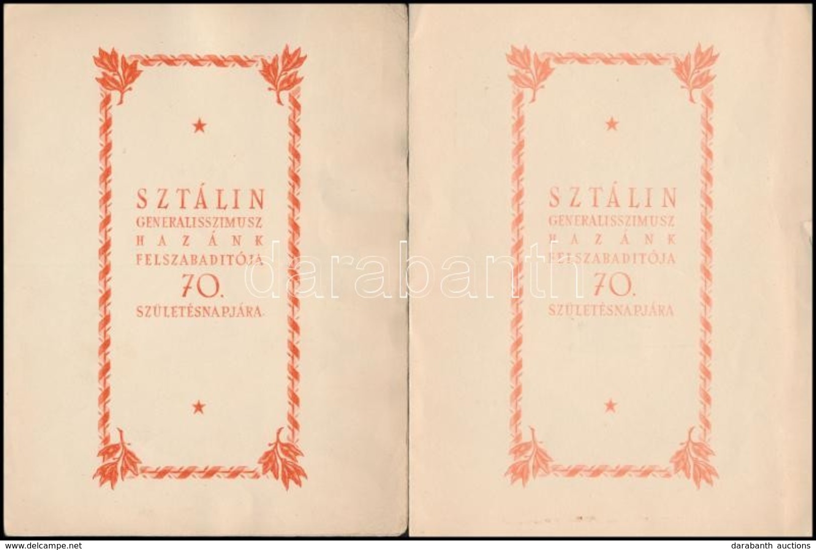 1949 2 Db Sztálin Emléklap Vágott Sorral - Sonstige & Ohne Zuordnung