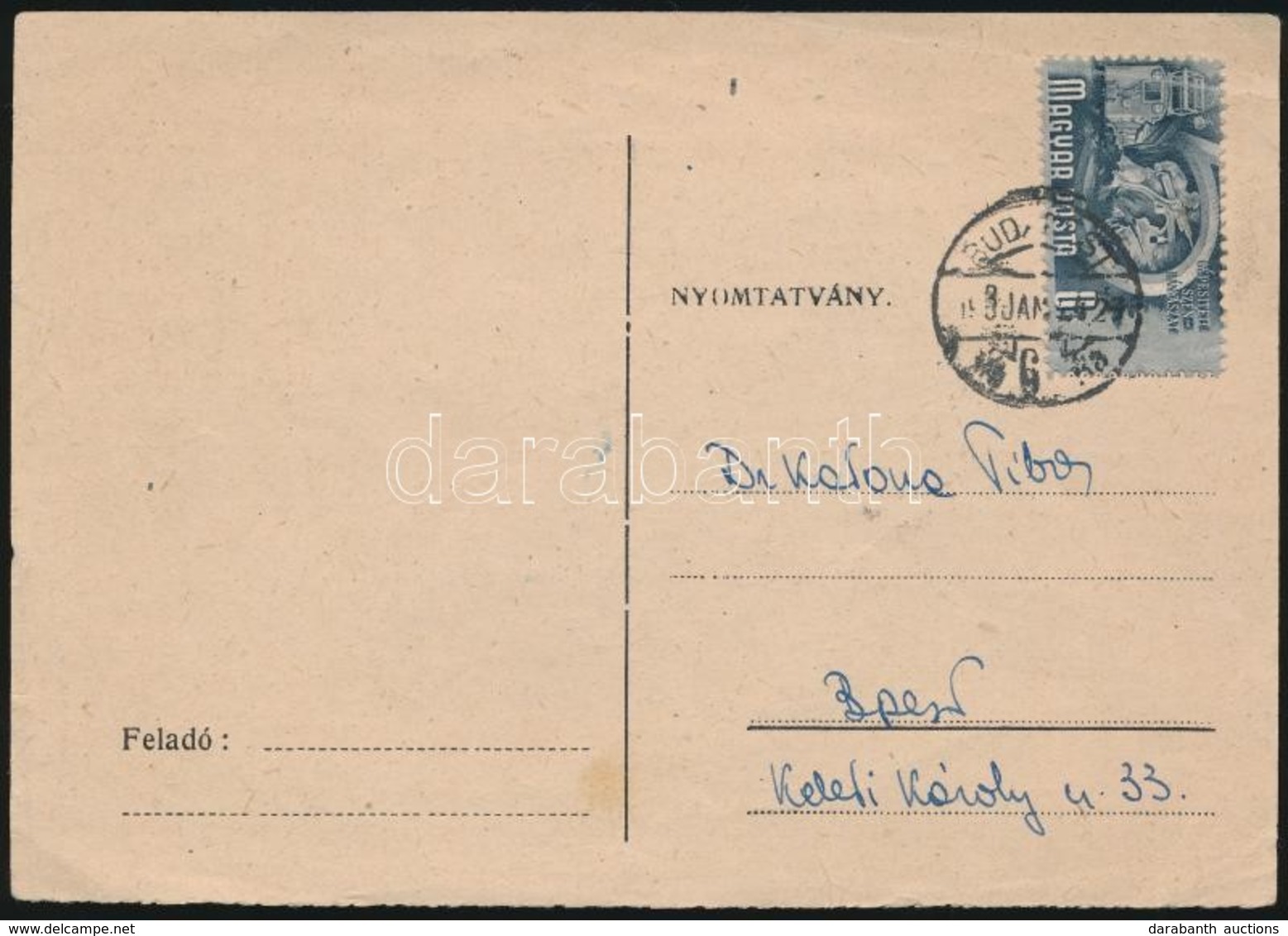 1951 Ötéves Terv (II.) 8f 5 Mm-rel Alacsonyabbra Fogazva, Levelez?lapon / Mi 1173 Small Size Stamp Due To Perforation Er - Sonstige & Ohne Zuordnung