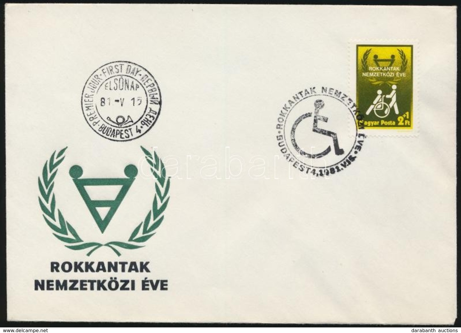 1981 Rokkantak éve FDC  A Boríték ábrájának Gépszínátnyomatával - Otros & Sin Clasificación