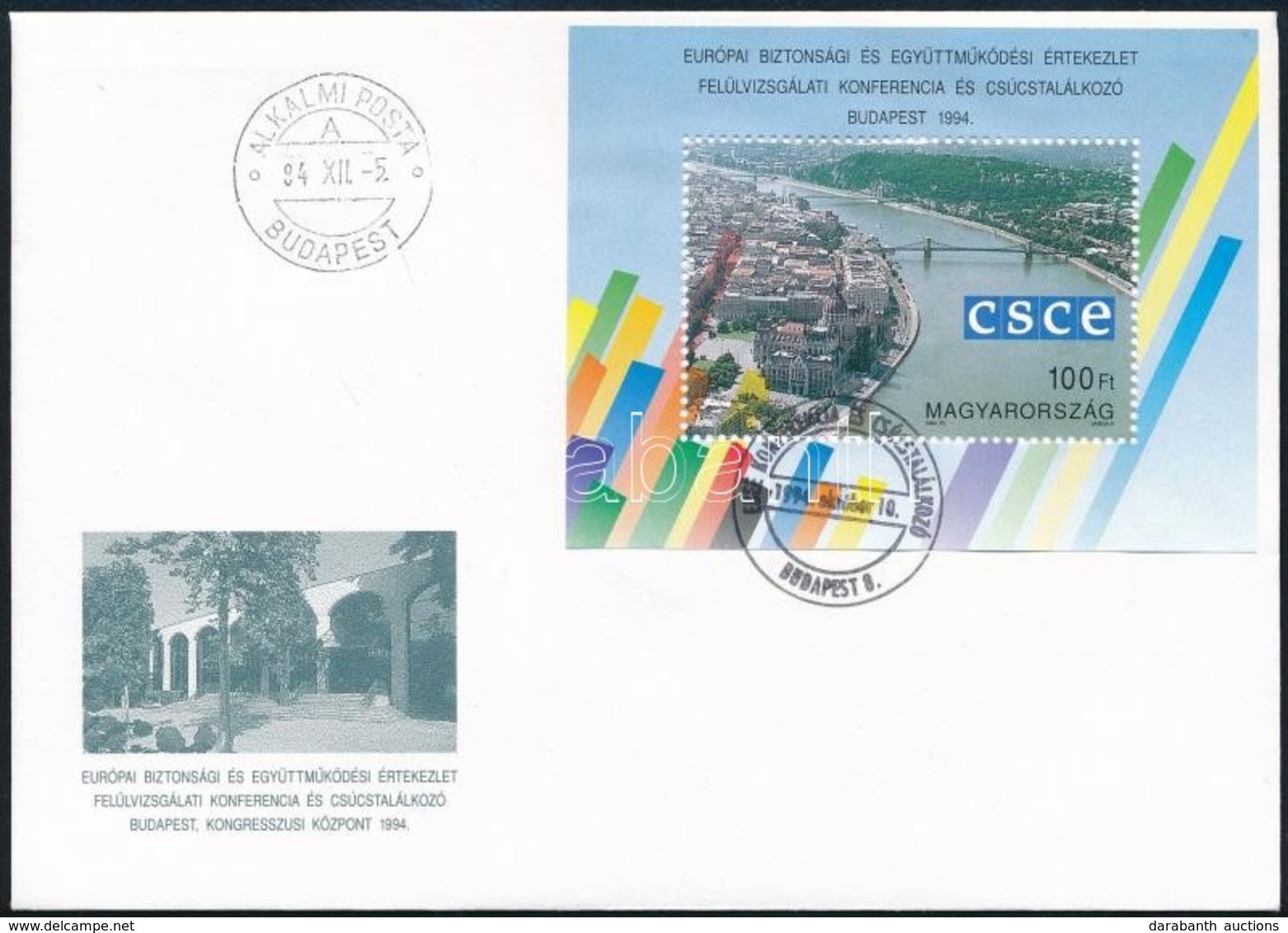 1994 Európai Biztonsági Konferencia Blokk FDC-n Alkalmi Bélyegzéssel - Otros & Sin Clasificación