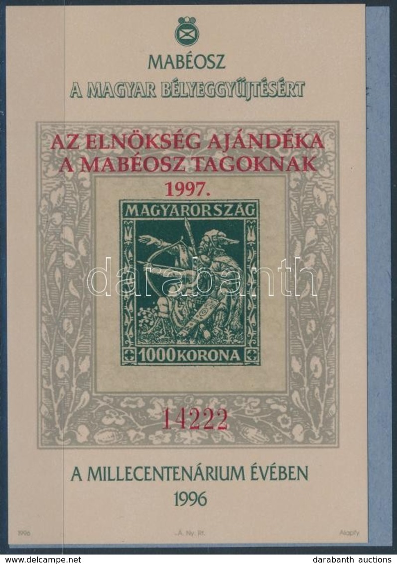 ** 1996/15 2 Db Millecentenárium Emlékív Színváltozatokban, Az Egyik Sorszámmal, 1997 A Magyar Bélyeggy?jtésért A Millec - Sonstige & Ohne Zuordnung