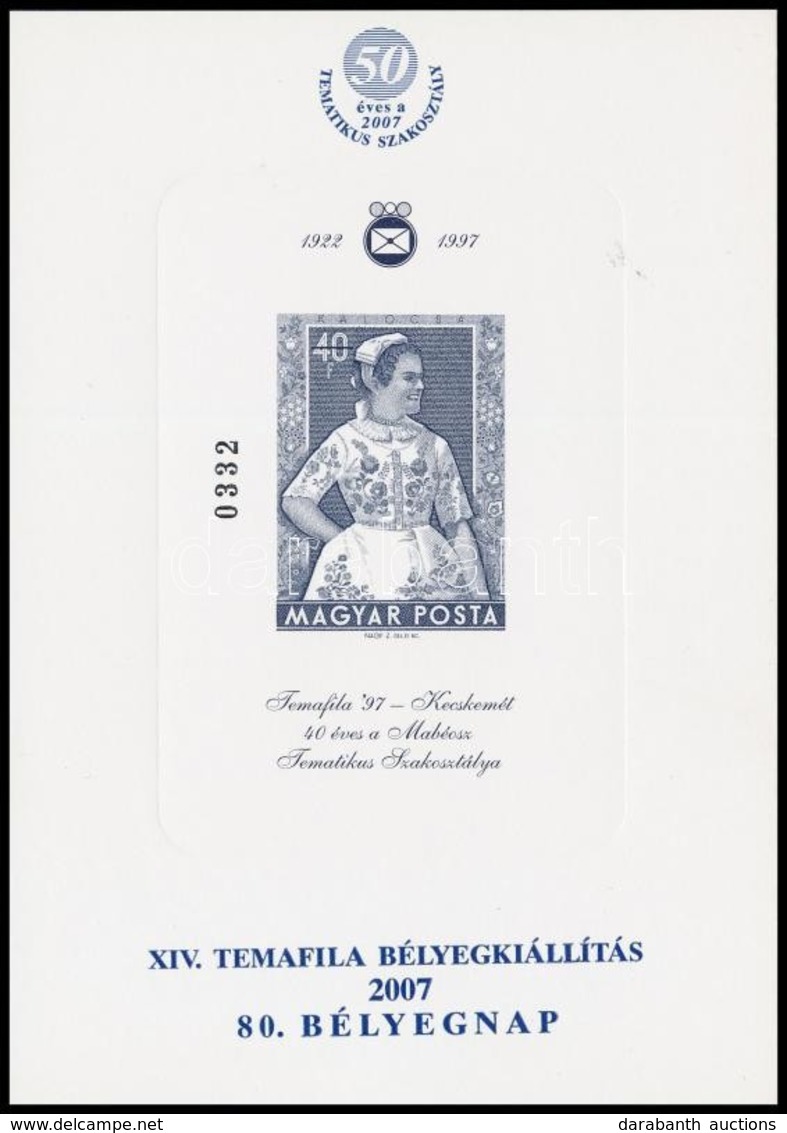 ** 2007 Temafila Bélyegkiállítás Alkalmából Felülnyomott Karton Emlékív - Sonstige & Ohne Zuordnung