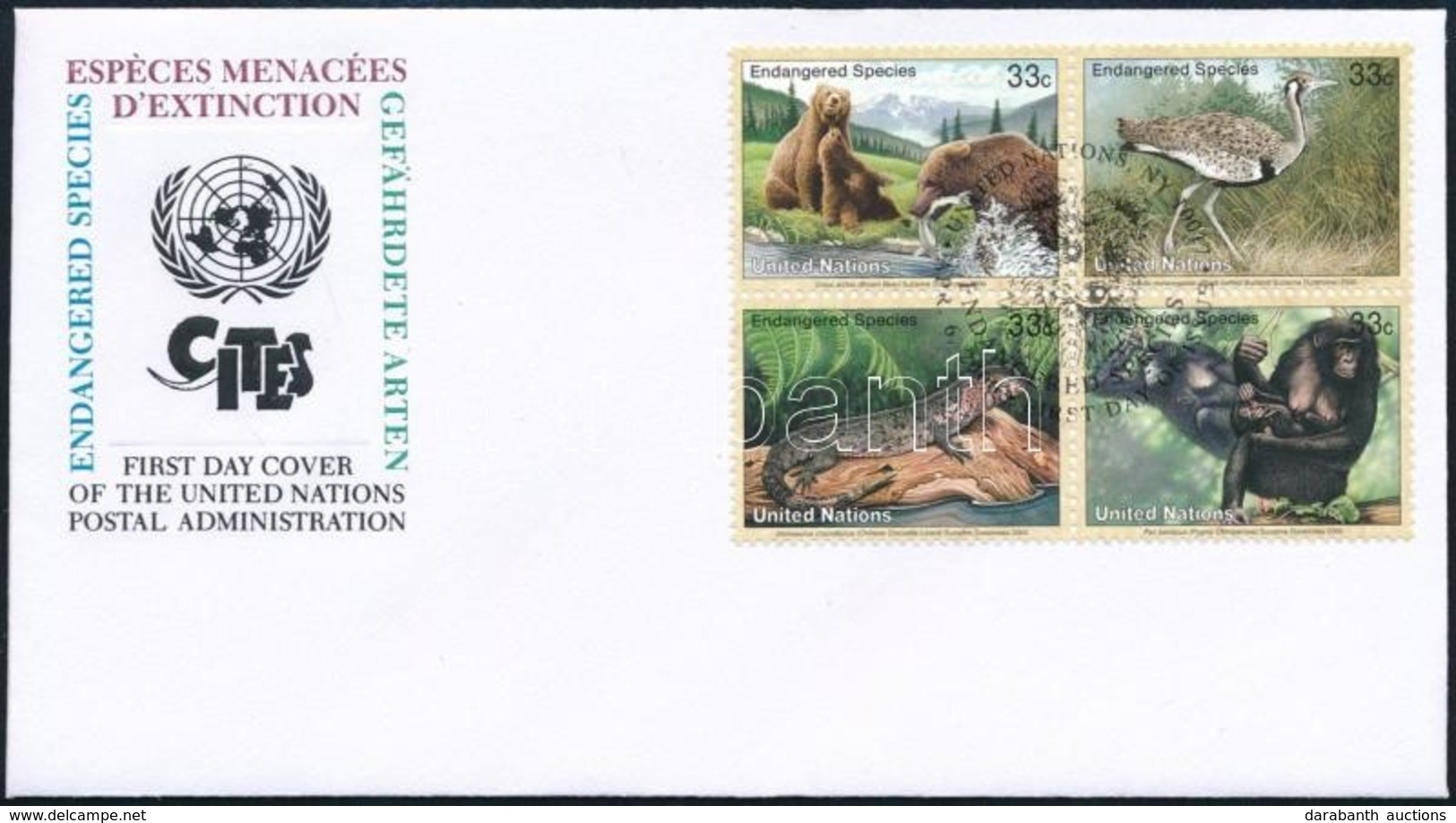 2000 Veszélyeztetett Fajok Négyestömb Mi 831-834 FDC-n - Otros & Sin Clasificación