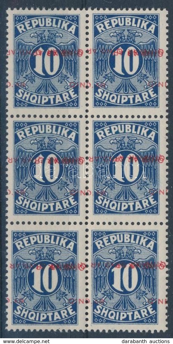 ** 1925 Portó Mi 26 Hatostömb Eltolódott + Több Fordított Felülnyomással / Postage Due Mi 26 Block Of 6 With Shifted + M - Otros & Sin Clasificación