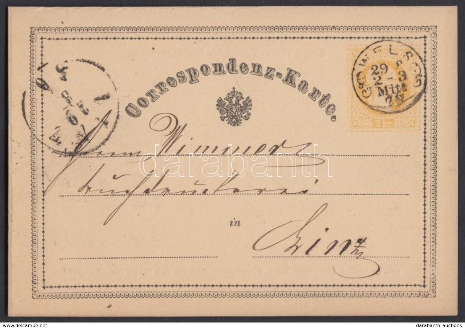 1870 Díjjegyes Levelez?lap / PS-card 'WELS' - 'LINZ' - Other & Unclassified
