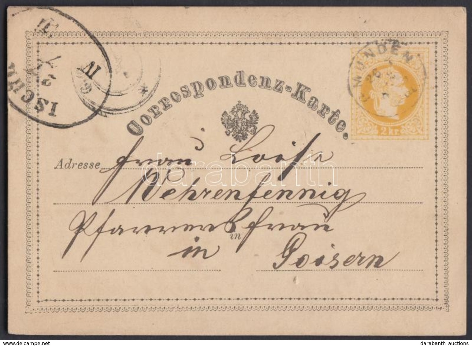 1872 Díjjegyes Levelez?lap / PS-card 'GMUNDEN' - 'ISCHL' - Goisern - Other & Unclassified