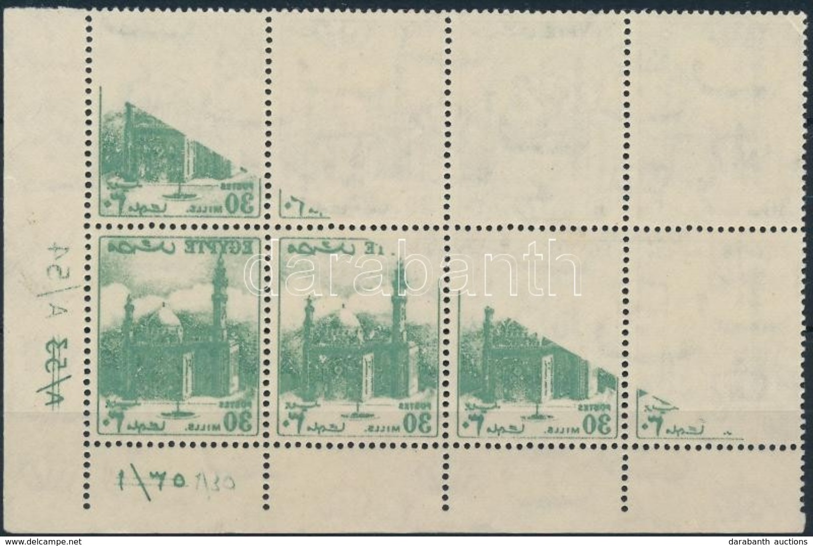 ** 1953 Mi 404 ívsarki Nyolcastömb, 1 Bélyeg Teljes, 5 Részleges Gépszínátnyomattal / Corner Block Of 8, 1 Stamp With Co - Other & Unclassified