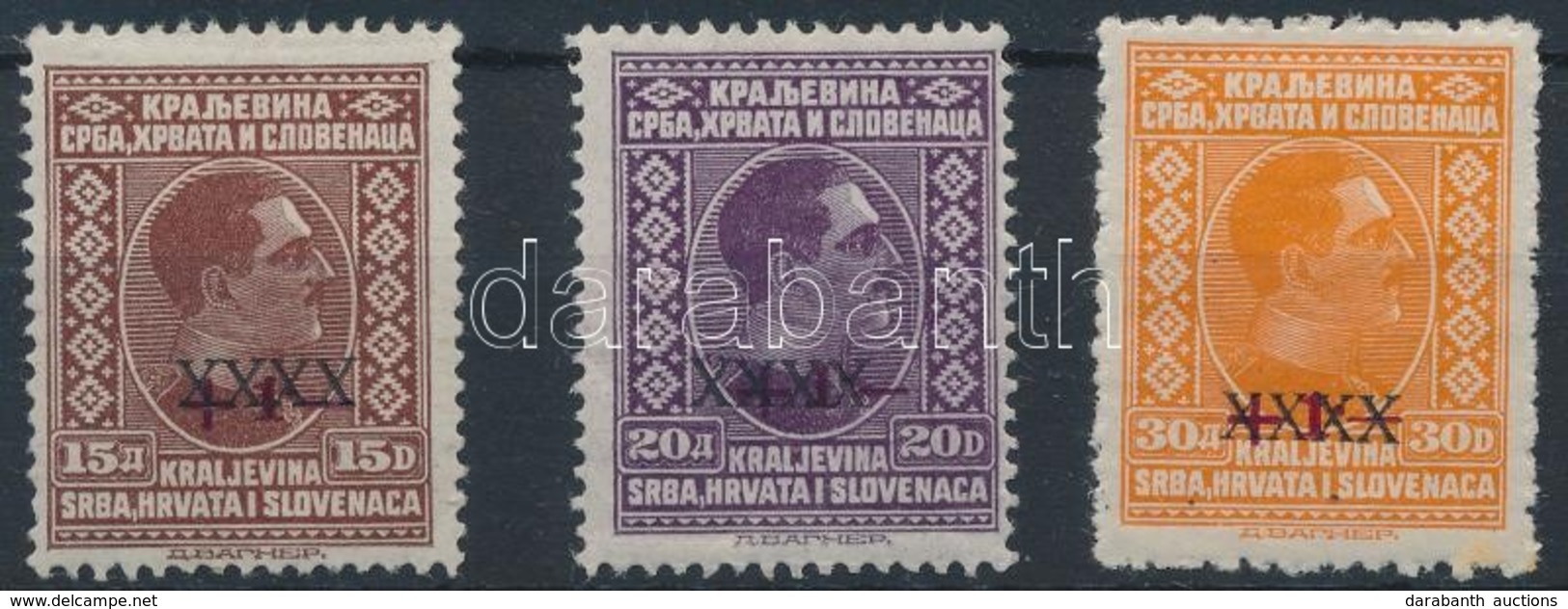 * 1928 Árvízi Segély Felülnyomott Sor 3 Záróértéke Mi 219-221 - Otros & Sin Clasificación