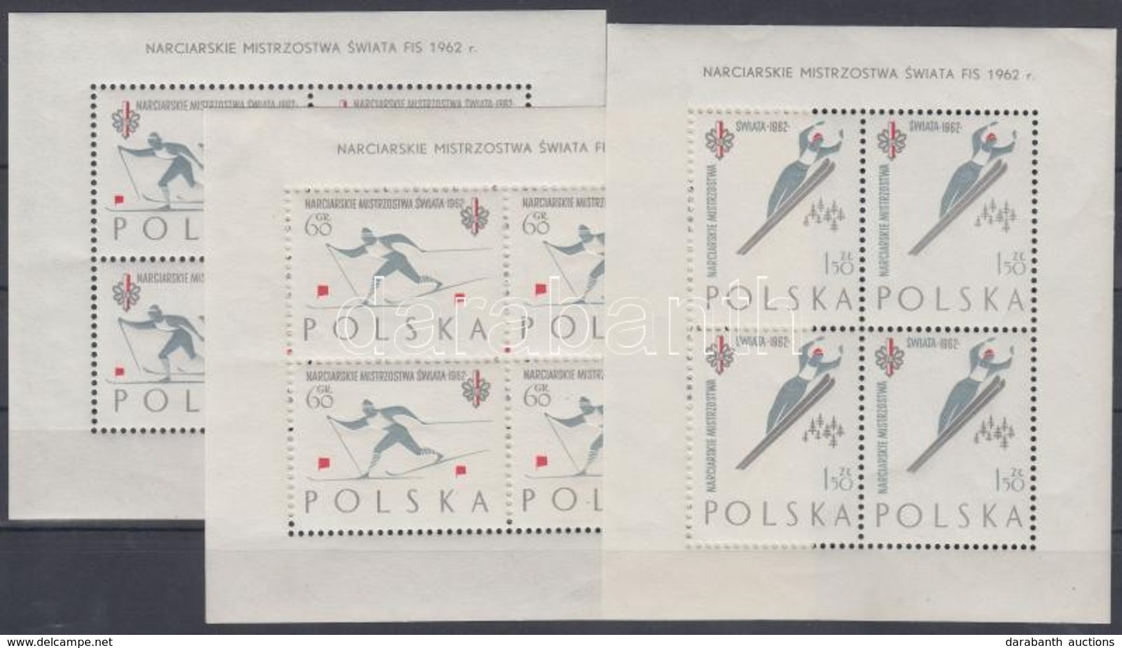 ** 1962 Északi Sí VB. Kisívsor Mi 1294-1296 C (kisívek 1-2 Sarka Megtörve) - Otros & Sin Clasificación