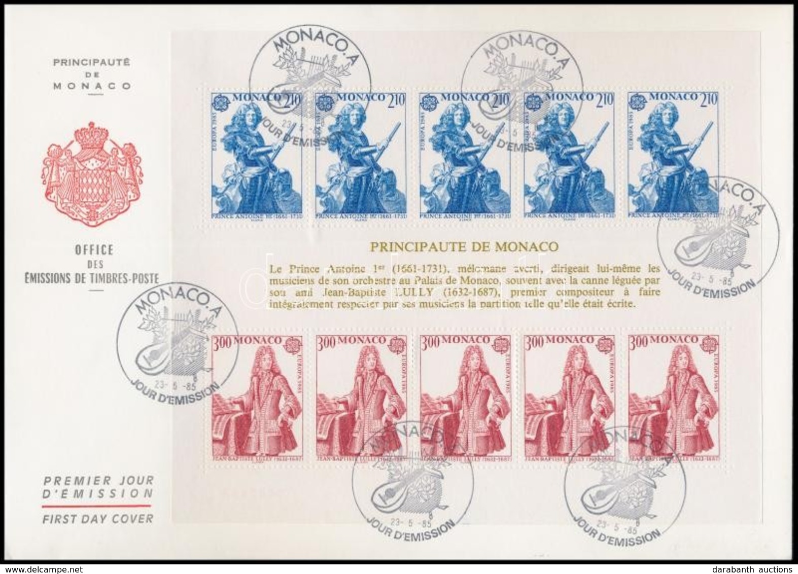 1985 A Zene Európai éve Blokk Mi 28 FDC-n - Otros & Sin Clasificación