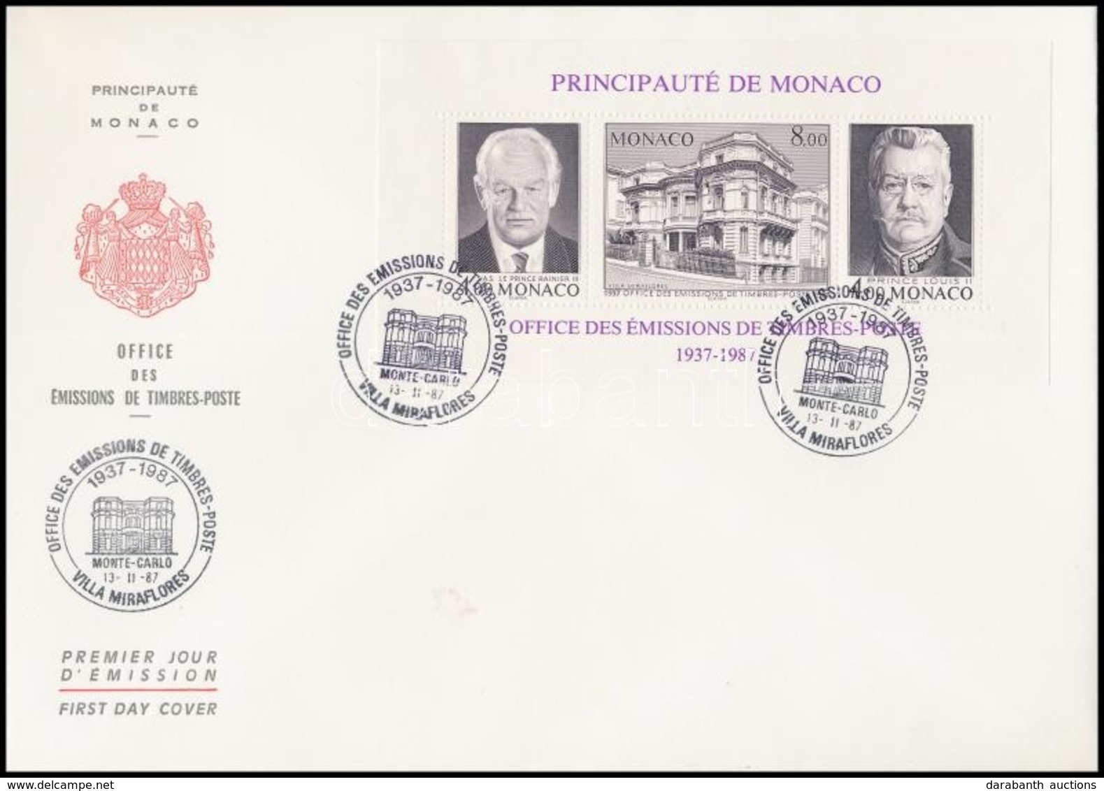 1987 50 éves A Bélyegkiadói Hivatal Vágott Blokk Mi 37 A FDC-n - Otros & Sin Clasificación