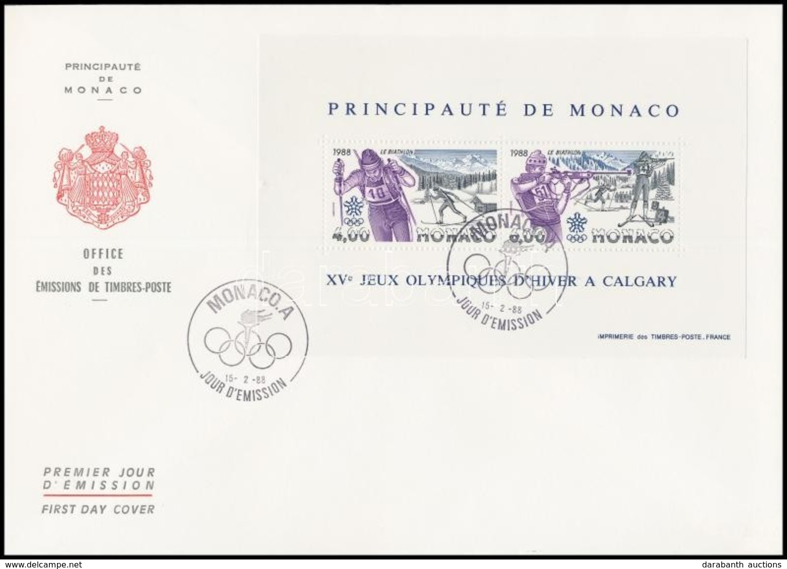 1988 Téli Olimpia  Blokk Mi 38 FDC-n - Other & Unclassified