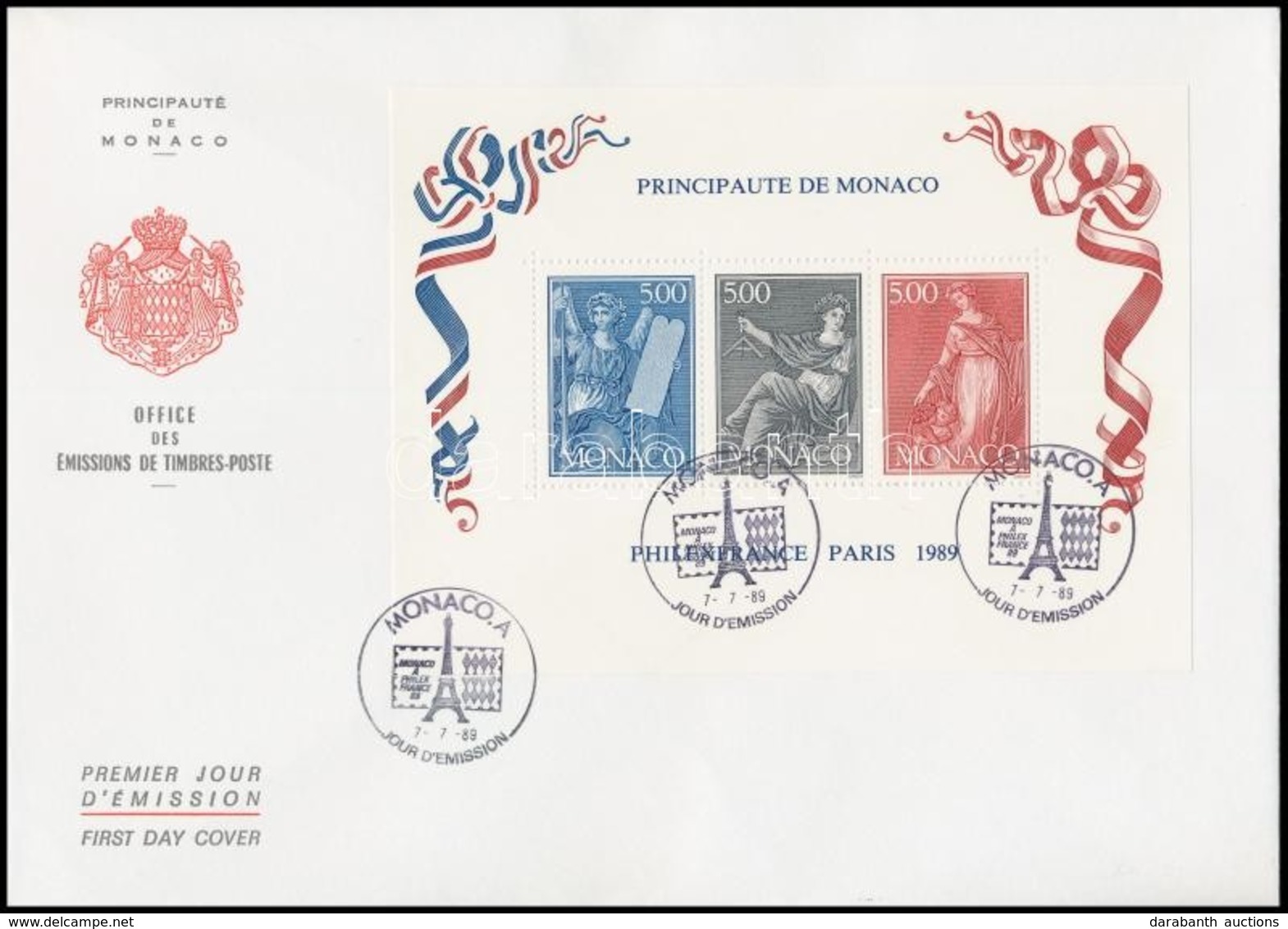 1989 Philexfrance Bélyegkiállítás Blokk Mi 45 FDC-n - Sonstige & Ohne Zuordnung