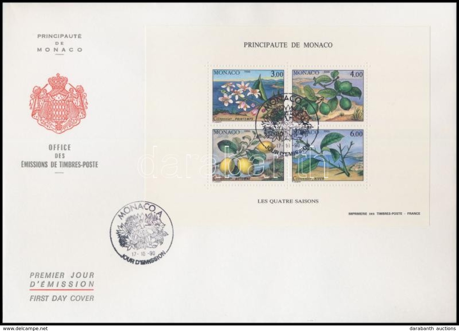 1990 A Négy évszak Blokk Mi 49 FDC-n - Otros & Sin Clasificación