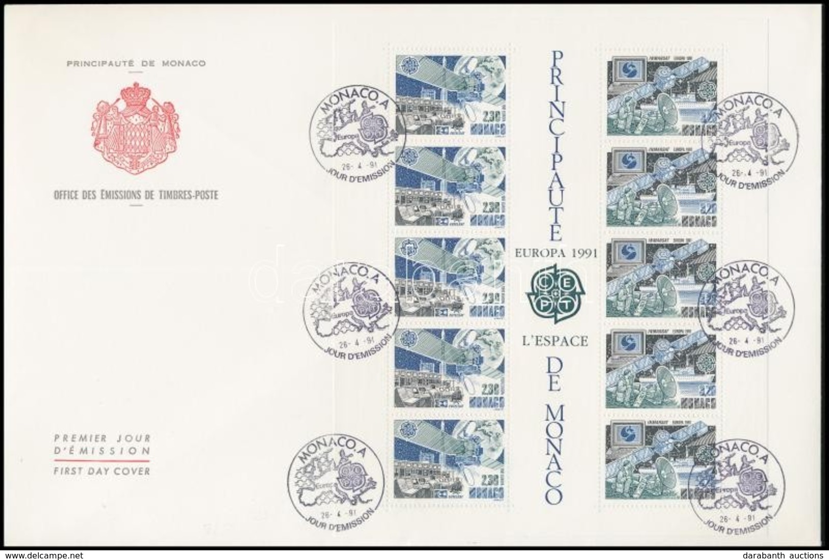 1991 Europa CEPT: ?rkutatás Blokk Mi 50 FDC-n - Sonstige & Ohne Zuordnung