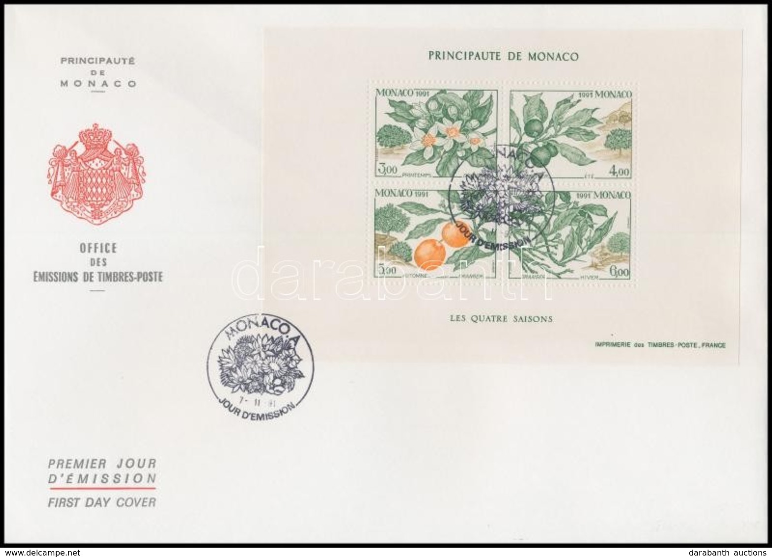 1991 A Négy évszak Blokk Mi 52 FDC-n - Otros & Sin Clasificación