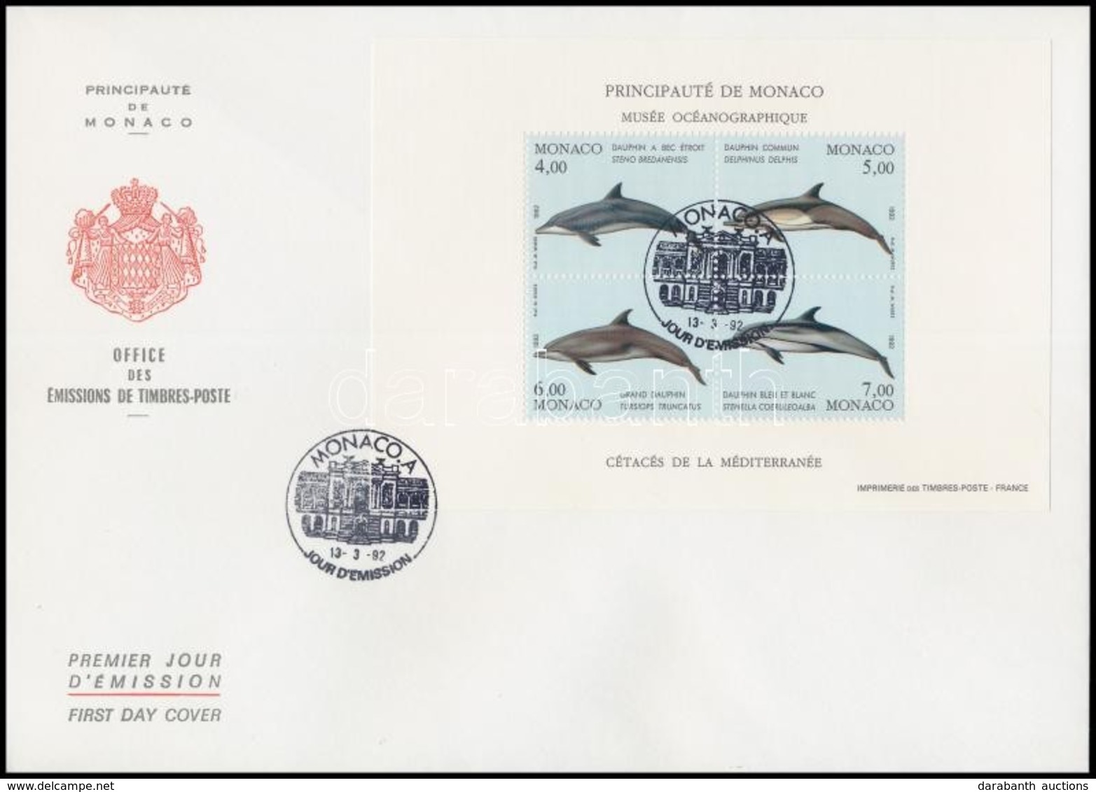 1992 Bálna (I.) Blokk Mi 54 FDC-n - Otros & Sin Clasificación