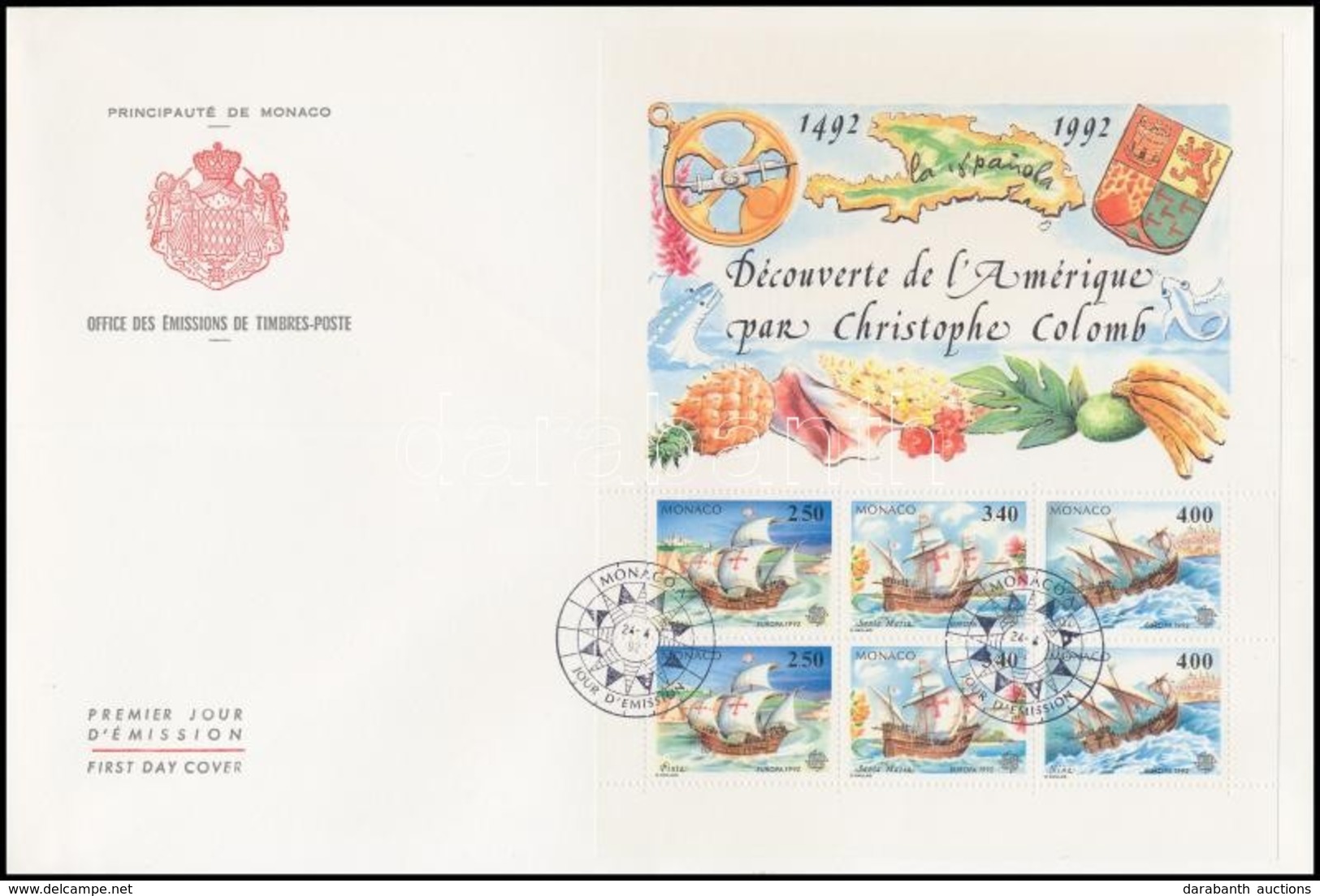 1992 Európa: Amerika Felfedezésének 500. évfordulója Blokk Mi 55 FDC-n - Otros & Sin Clasificación