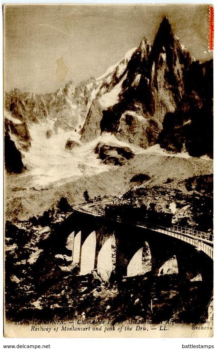 France 1920 Chamonix Railway Postcard W/ Chamonix Au Fayet RPO Postmark - Railway Post