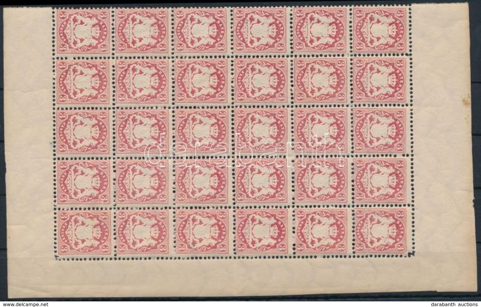 ** 1875 Mi 33 30-as ívdarab Benne Mi 33 II és III Lemezhibák / Sheet Part Of 30 Incl. Plate Varieties - Otros & Sin Clasificación