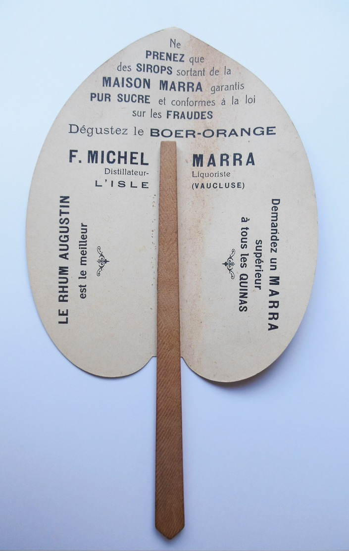 Éventail Fan Waaier F.Michel Marra Rhum Augustain Quinas L'Isle Vaucluse 27 X 15 Cm - Alcools