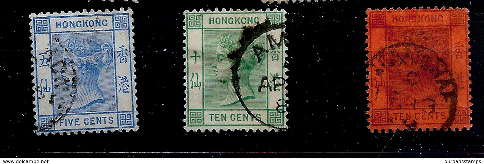 Hong Kong 1882 QV Crown CA Selection To 10c, Used SG32 - 38 (6645) - Usati