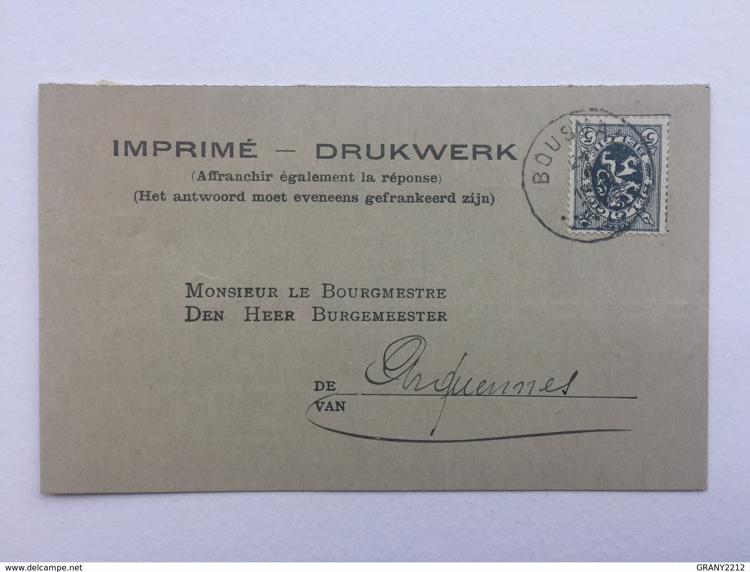 GENAPPE - BOUSVAL » COURRIER FILATURE &RETORDERIE Via BOURGMESTRE « 1930 /1935 . - Genappe