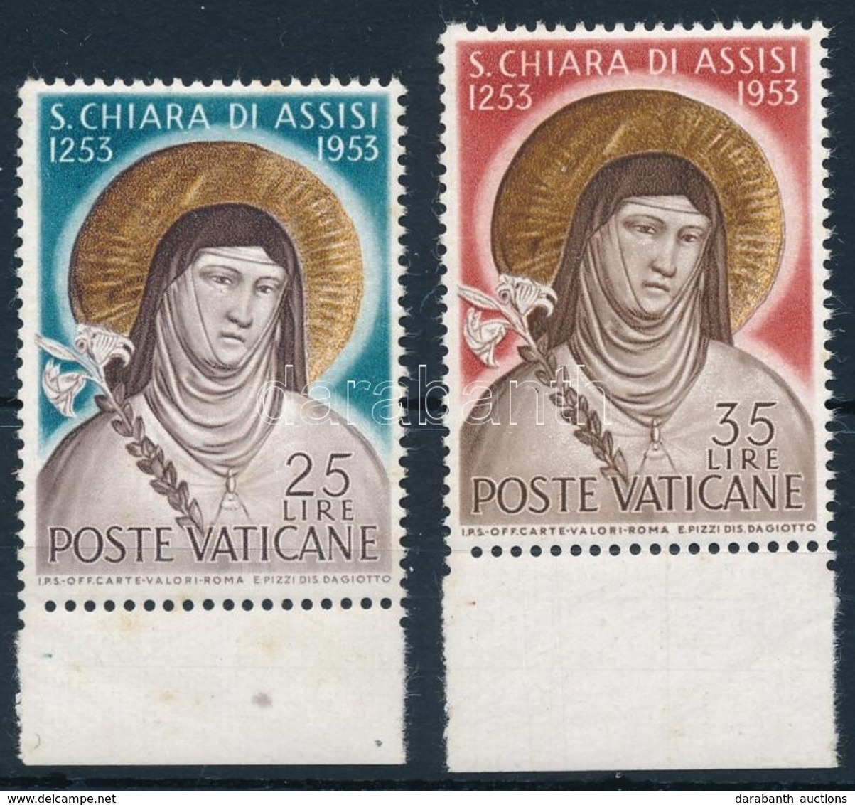 ** 1953 Assisi Szent Klára Mi 207-208 - Andere & Zonder Classificatie