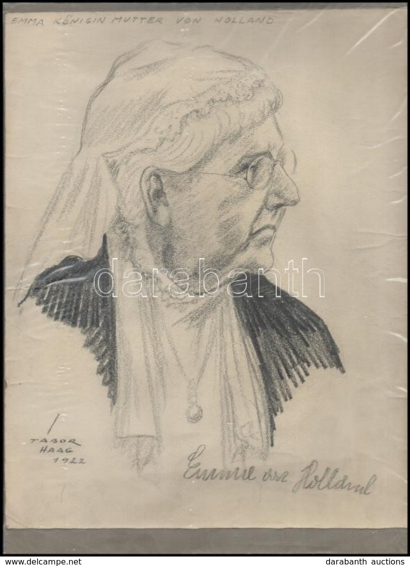 Tabor Jelzéssel: Emma Von Holland (1858-1934). Szén, Papír, Kartonon, 35x26 Cm. - Otros & Sin Clasificación