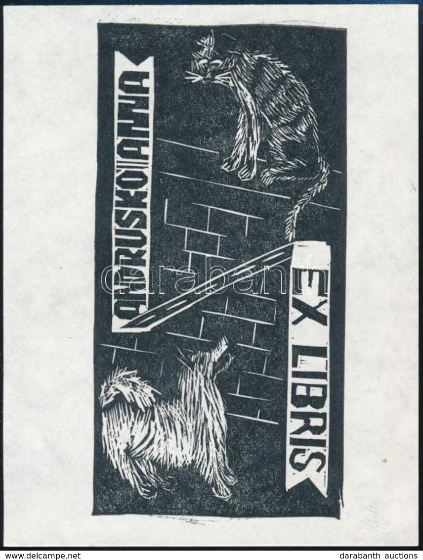 Andruskó Szilveszter (?-): Ex Libris Andruskó Anna. Linó, Papír, Jelzés Nélkül, 10×5 Cm - Autres & Non Classés