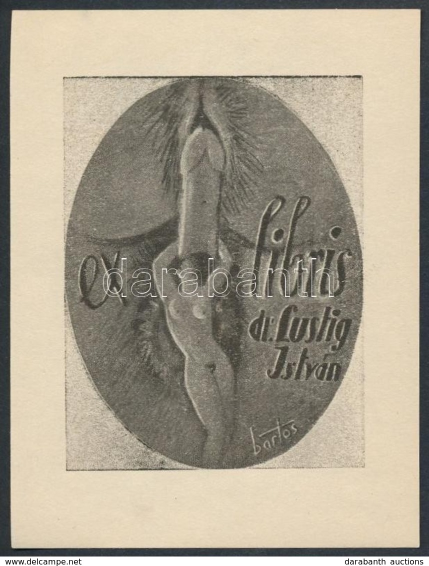 Bartos László (1902-1943): Pornográf Ex Libris. Klisé, Papír, Jelzett A Klisén, 7,5×5,5 Cm - Otros & Sin Clasificación