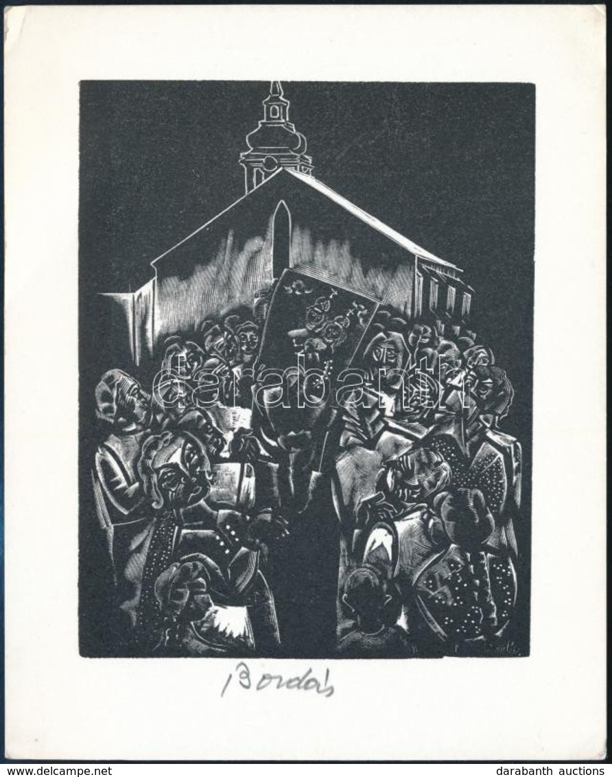 Bordás Ferenc (1911-1982): A Grafikus Esküv?je. Fametszet, Papír, Jelzett, 12×9 Cm - Otros & Sin Clasificación